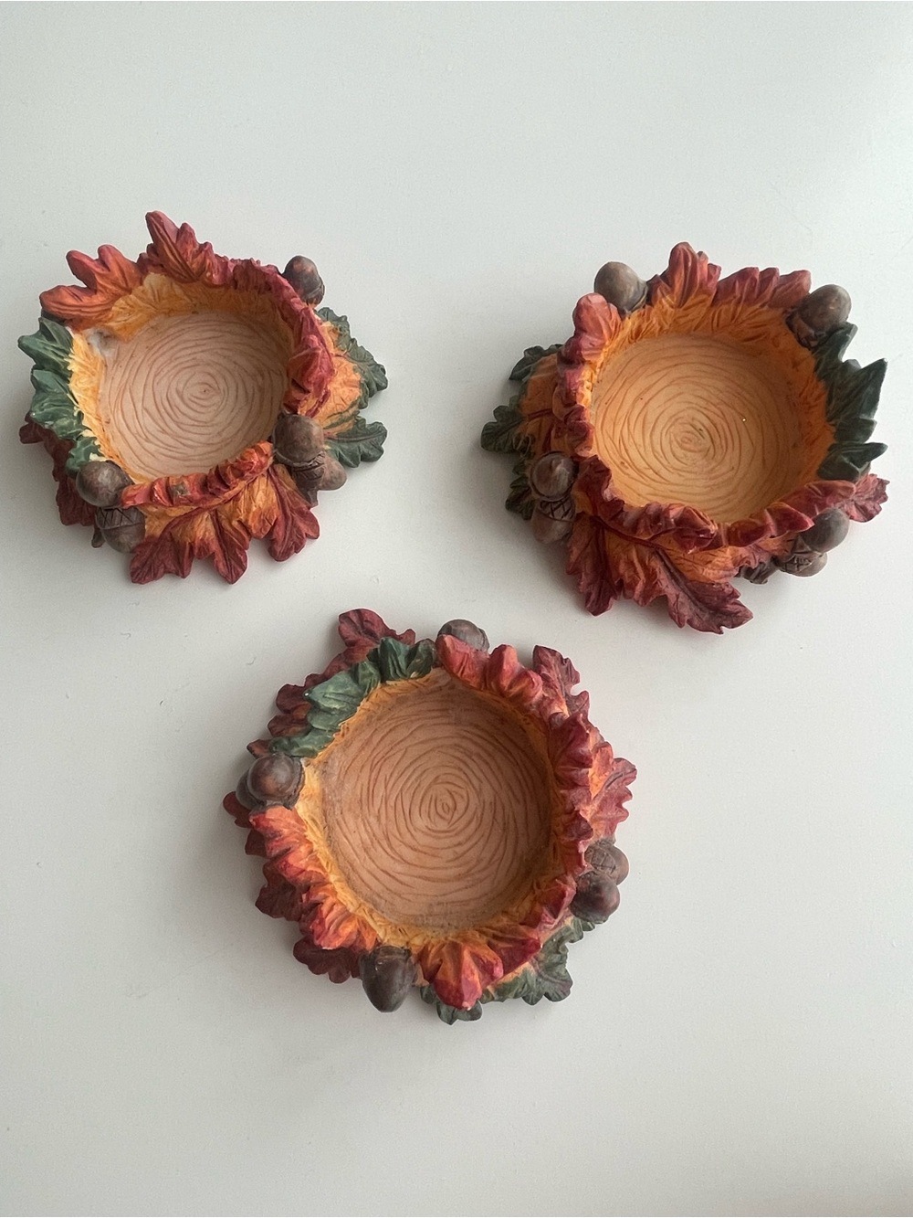 Vtg 90s Autumn Leaf & Acorn Candle Holder Set - East West Dist Co.